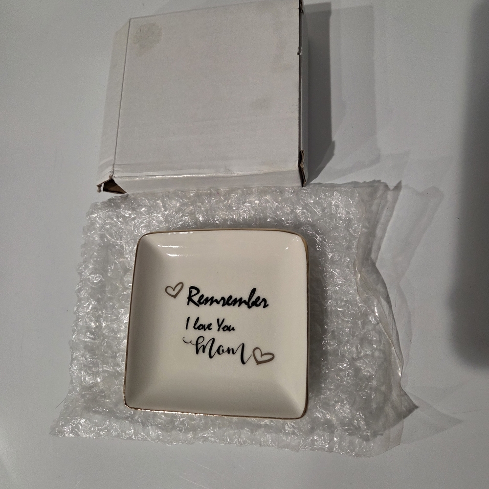 Ceramic Jewelry Dish with Gold Trim